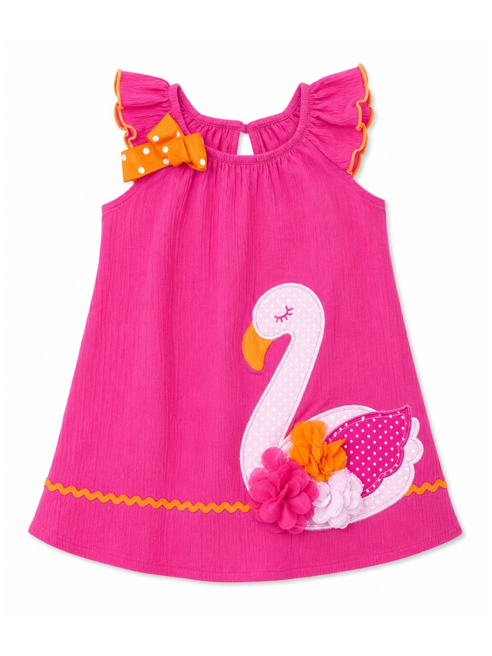 Good Lad Pink & Orange Flamingo Graphic Ruffle Dress Toddler Girls Size 2T